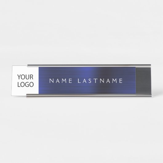 Aangepaste Logo Executive Navy Blue Professional Bureau Naambordje (Voorkant)