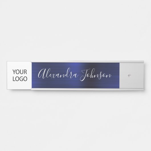 Aangepaste Logo Executive Navy Blue Professional Deurbordje (Voorkant)