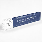 Aangepaste Logo Executive Navy Blue Professional Naambordje
