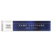 Aangepaste Logo Executive Navy Blue Professional Naambordje (Voorkant)