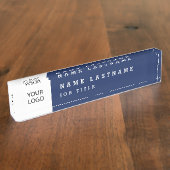 Aangepaste Logo Executive Navy Blue Professional Naambordje (Zijkant)