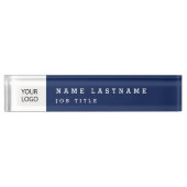 Aangepaste Logo Executive Navy Blue Professional Naambordje (Voorkant)