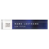 Aangepaste Logo Executive Navy Blue Professional Naambordje (Voorkant)