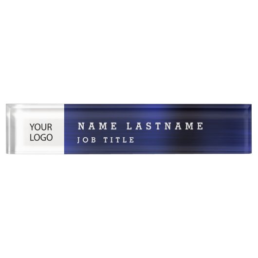 Aangepaste Logo Executive Navy Blue Professional Naambordje (Voorkant)