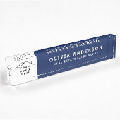 Aangepaste Logo Executive Navy Blue Professional Naambordje