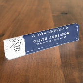 Aangepaste Logo Executive Navy Blue Professional Naambordje (Zijkant)