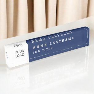 Aangepaste Logo Executive Navy Blue Professional Naambordje
