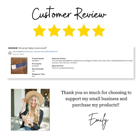 Aangepaste Logo Executive Navy Blue Professional Naambordje