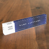 Aangepaste Logo Executive Navy Blue Professional Naambordje (Zijkant)