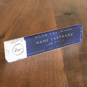 Aangepaste Logo Executive Navy Blue Professional Naambordje (Zijkant)