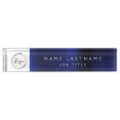 Aangepaste Logo Executive Navy Blue Professional Naambordje (Voorkant)