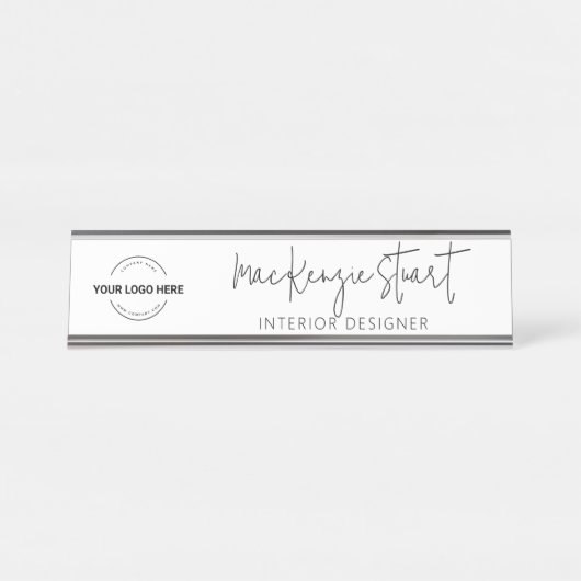 Aangepaste Logo Executive Professional Minimal Mod Bureau Naambordje (Voorkant)