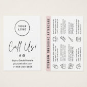 Aangepaste Logo Eyebrow Threading Aftercare Kaart (Voorkant /achterkant)
