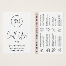 Aangepaste Logo Eyebrow Threading Aftercare Kaart