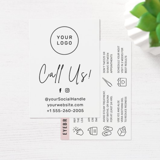 Aangepaste Logo Eyebrow Threading Aftercare Kaart (Bureau)