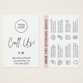 Aangepaste Logo Eyebrow Tint Aftercare Kaart (Voorkant /achterkant)