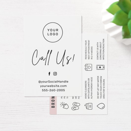 Aangepaste Logo Eyebrow Tint Aftercare Kaart (Bureau)