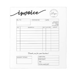 Aangepaste Logo factuur voor kleine bedrijven Notitieblok