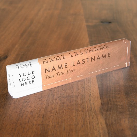Aangepaste Logo faux-Folie koper Naambordje (Zijkant)