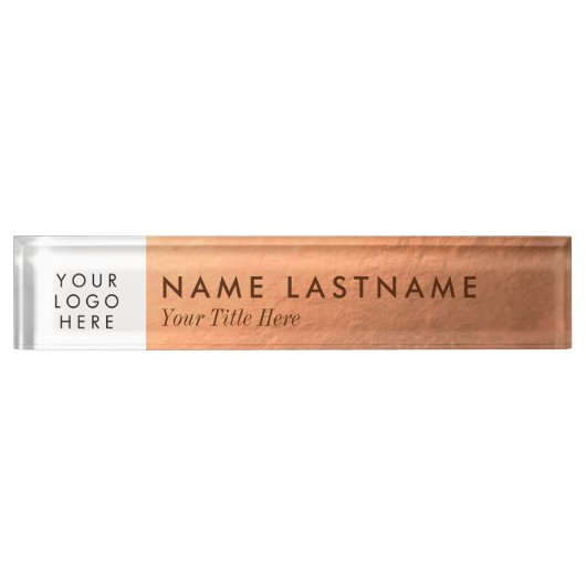 Aangepaste Logo faux-Folie koper Naambordje (Voorkant)