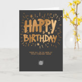Aangepaste Logo Faux Gold 3d Happy Birthday Dark G Kaart (Gele Bloem)