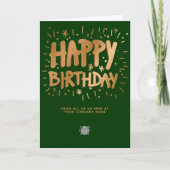 Aangepaste Logo Faux Gold 3d Happy Birthday Donker Kaart (Voorkant)
