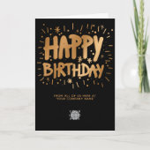 Aangepaste Logo Faux Gold Fun Happy Birthday Black Kaart (Voorkant)