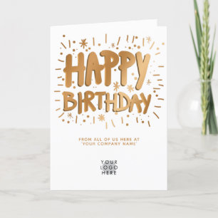 Aangepaste Logo Faux Gold Fun Happy Birthday White Kaart