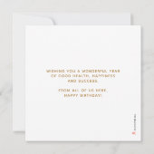 Aangepaste Logo Faux Gold Hand Script White Birthd Kaart (Achterkant)