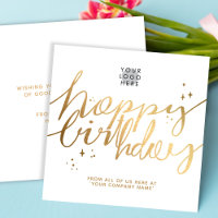 Aangepaste Logo Faux Gold Hand Script White Birthd