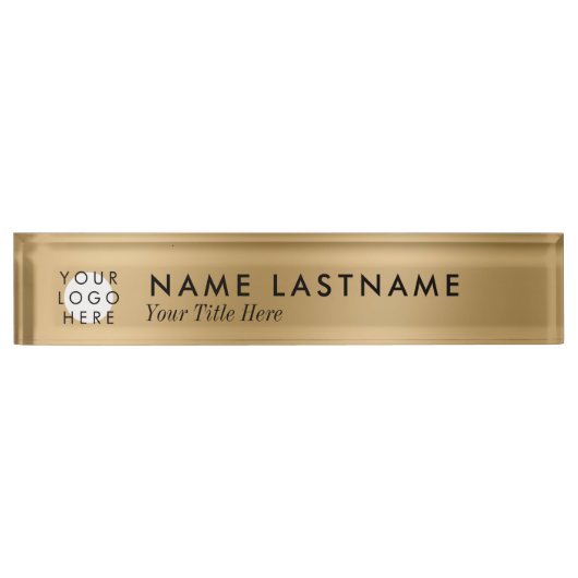 Aangepaste Logo Faux Gold-minimalistische eenvoudi Naambordje (Voorkant)