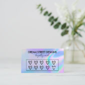 Aangepaste Logo faux holographic Hearts Loyalty-Ka Visitekaartje (Staand voorkant)