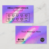 Aangepaste Logo faux holographic Hearts Loyalty-Ka Visitekaartje (Voorkant / Achterkant)