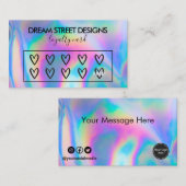 Aangepaste Logo faux holographic Hearts Loyalty-Ka Visitekaartje (Voorkant / Achterkant)