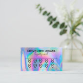 Aangepaste Logo faux holographic Hearts Loyalty-Ka Visitekaartje (Staand voorkant)