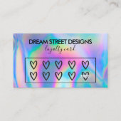 Aangepaste Logo faux holographic Hearts Loyalty-Ka Visitekaartje (Voorkant)