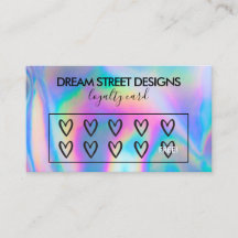 Aangepaste Logo faux holographic Hearts Loyalty-Ka