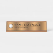 Aangepaste Logo faux koper klasje elegant Bronze Bureau Naambordje (Voorkant)