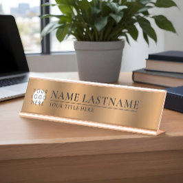 Aangepaste Logo faux koper klasje elegant Bronze Bureau Naambordje