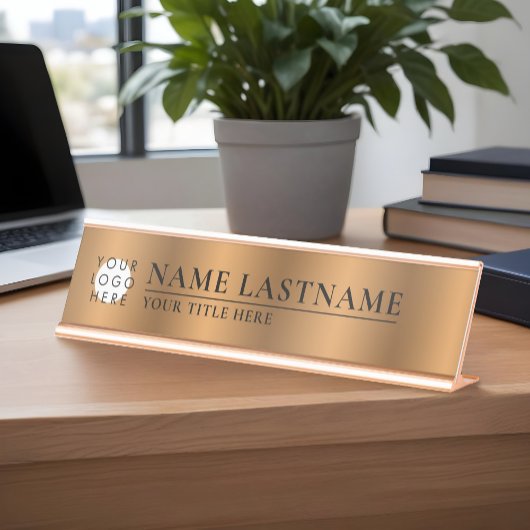 Aangepaste Logo faux koper klasje elegant Bronze Bureau Naambordje