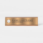 Aangepaste Logo faux koper klasje elegant Bronze Bureau Naambordje (Voorkant)