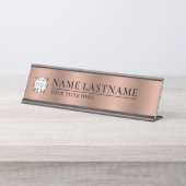 Aangepaste Logo Faux Roos Gold Classy Elegant Bureau Naambordje (Voorkant)