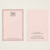 Aangepaste logo faux roze glitter earing display c visitekaartje (Voorkant /achterkant)