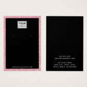 Aangepaste logo faux roze glitter earing display c visitekaartje (Voorkant /achterkant)