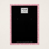 Aangepaste logo faux roze glitter earing display c visitekaartje (Voorkant)