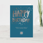Aangepaste Logo Faux Silver Fun Blauwgroen Happy B Kaart (Voorkant)