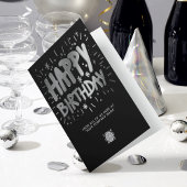 Aangepaste Logo faux Silver Fun Happy Birthday Bla Kaart