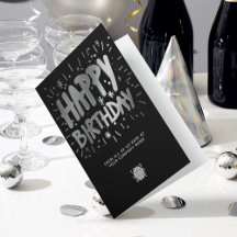 Aangepaste Logo faux Silver Fun Happy Birthday Bla