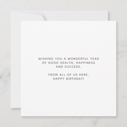 Aangepaste Logo Faux Silver Hand Script White Birt Kaart (Achterkant)