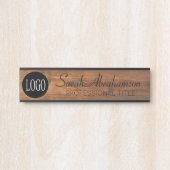 Aangepaste Logo Faux Wood Grain Name Bord Deurbordje (Voorkant)